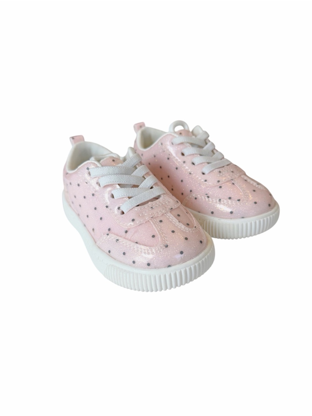Kids Pink Glitter Polka Dot Sneakers
